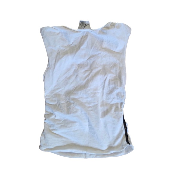 Armani Exchange White V-Neck Tank with Black Edge Trim - Picture 2 of 4